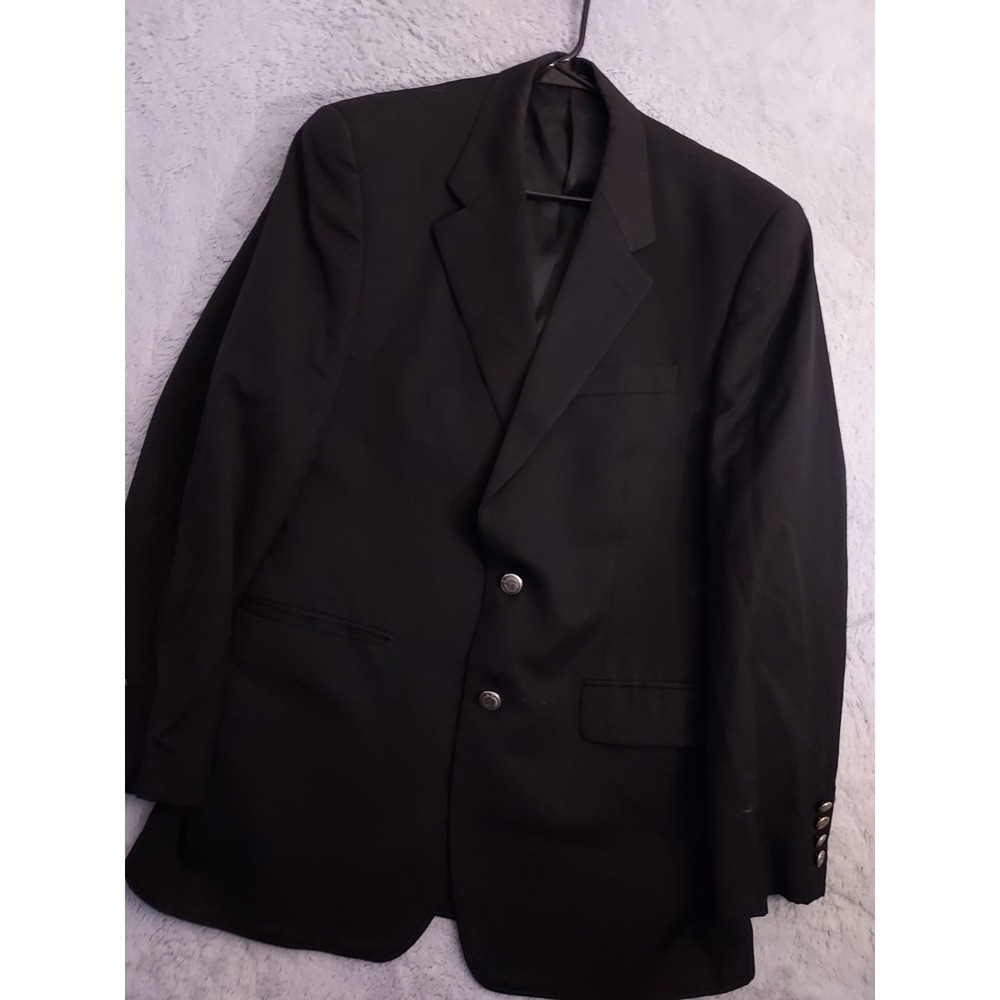 Chaps Ralph Lauren Blazer Mens 38R Black 100% Wool Metal Buttons Faded Jacket